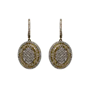 14k Yellow Gold Pave Diamond Dangle Earrings