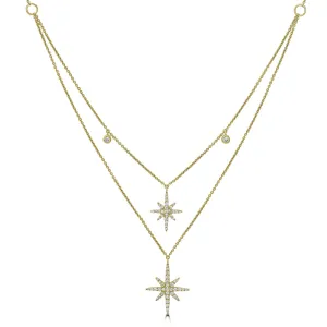 14K Yellow Gold Stardust Necklace with Diamond Pendants