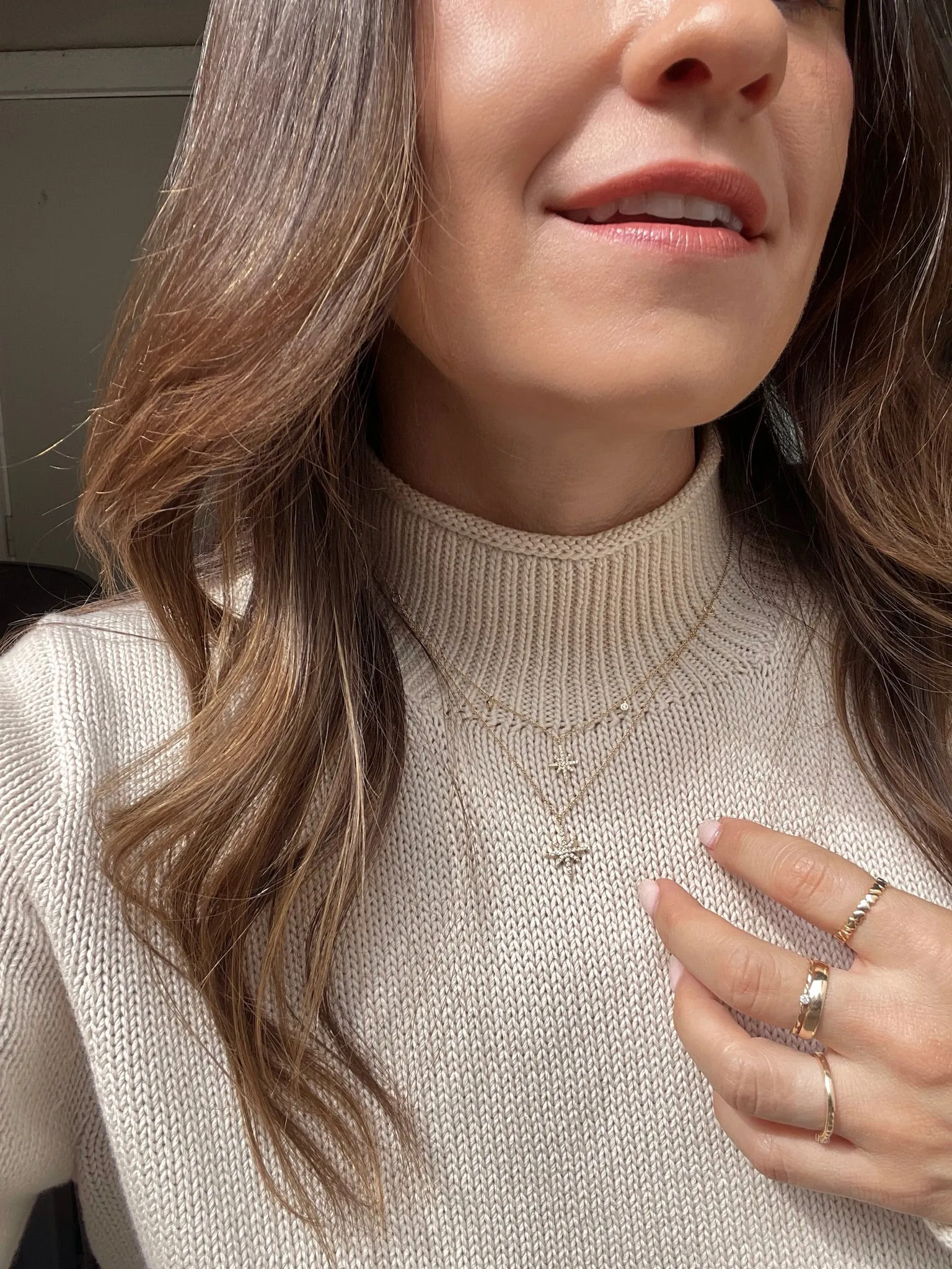 14K Yellow Gold Stardust Necklace with Diamond Pendants