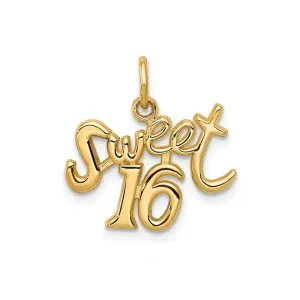 14K Yellow Gold Sweet 16 Script Charm Pendant