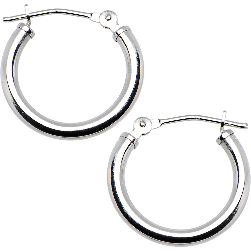 14KT White Gold 2mm 5/8 Inch Hoop Earrings