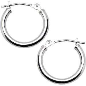 14KT White Gold 2mm 5/8 Inch Hoop Earrings