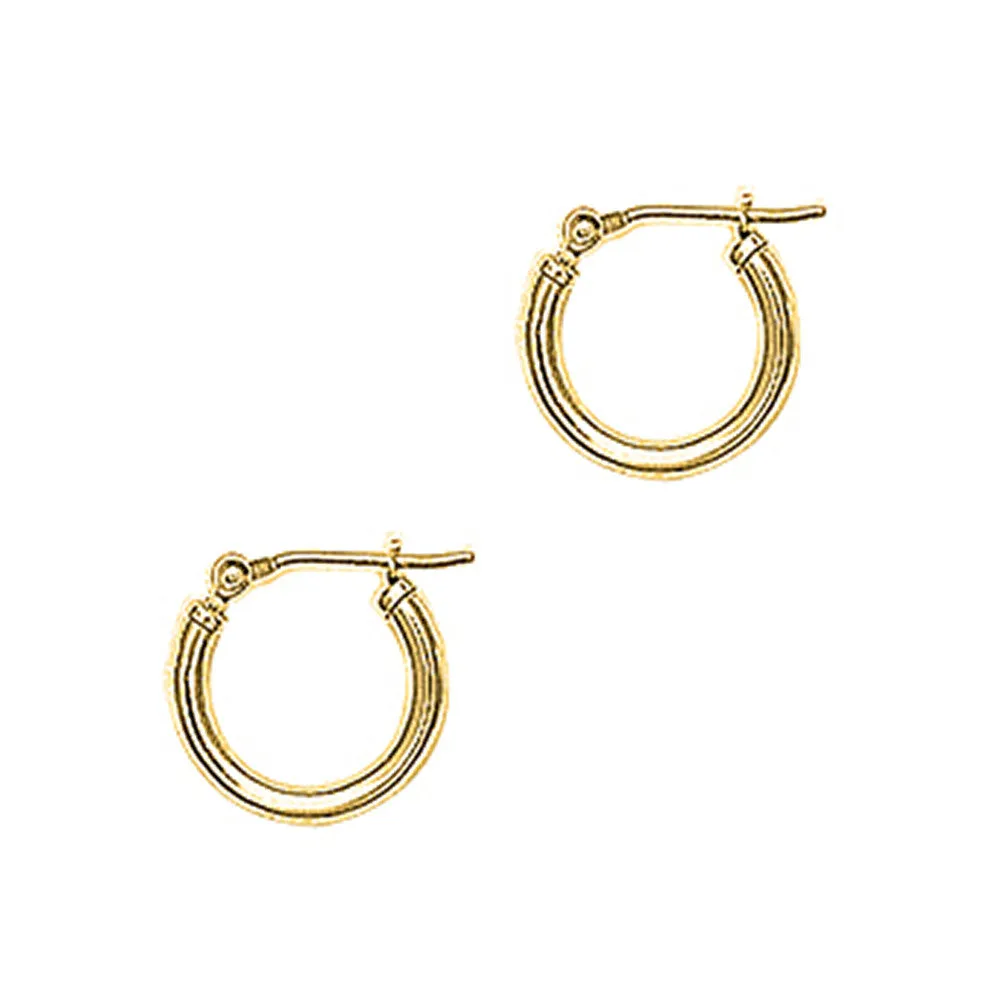 14KT Yellow Gold 2mm 9/16 Inch Hoop Earrings