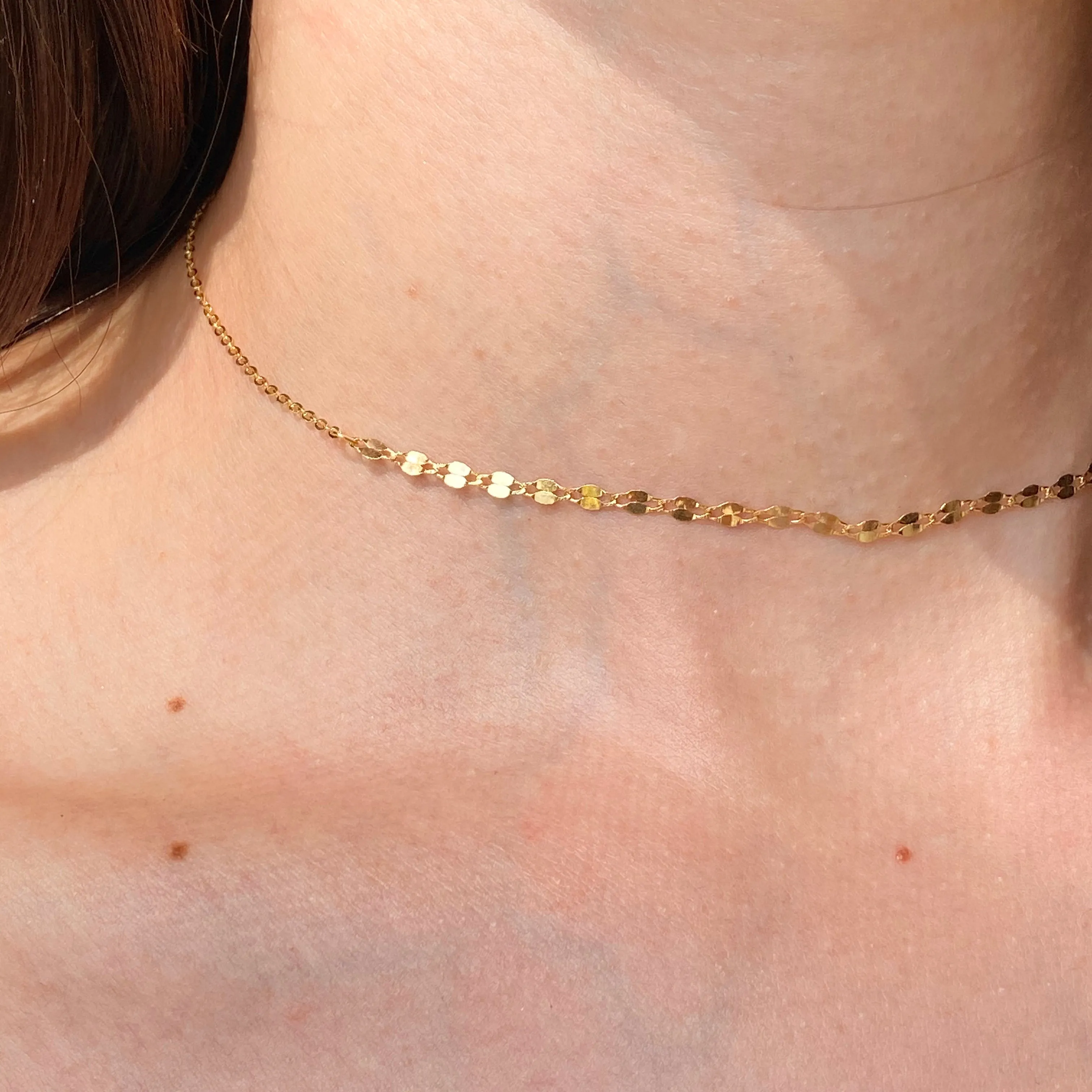 14KT Yellow Gold Diamond-Cut Link Choker Necklace