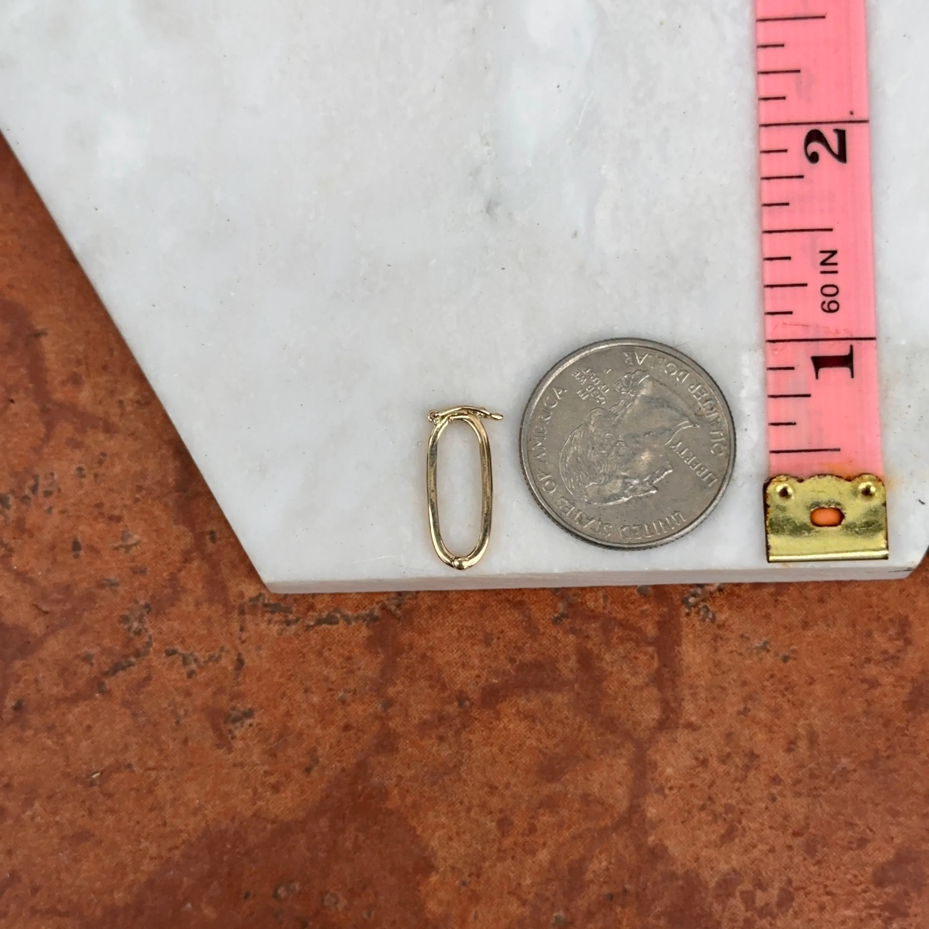 14KT Yellow Gold Pendant Bail Enhancer/ Pearl Shortener for Omega Pearls with Safety Latch NEW 18.5 x 8mm Rectangle Oval