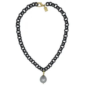 154-07-T | TITANIUM TURKISH CHOKER W/ GRAY EDISON DROP