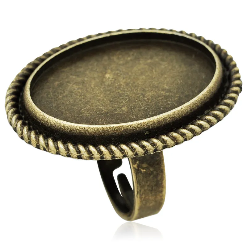 18*25mm Antique Bronze Adjustable Metal Rings Bezel,Oval Blank Ring Setting,Blank Ring Base For Glass Cabochon,sold 10pcsl/lot