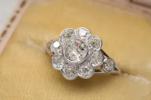 1.8CTW ANTIQUE OLD MINE CUT DIAMOND ENGAGEMENT RING