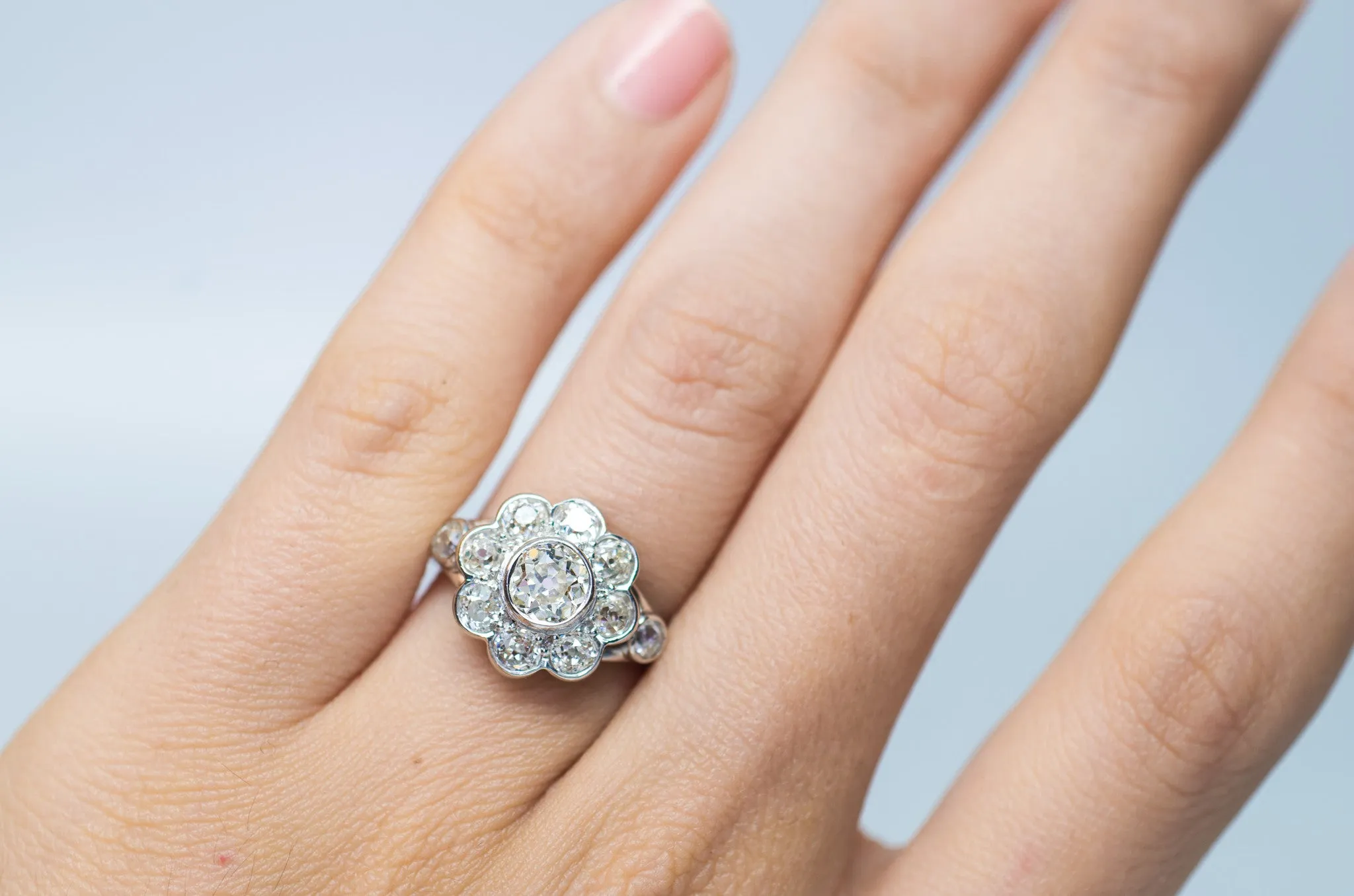 1.8CTW ANTIQUE OLD MINE CUT DIAMOND ENGAGEMENT RING