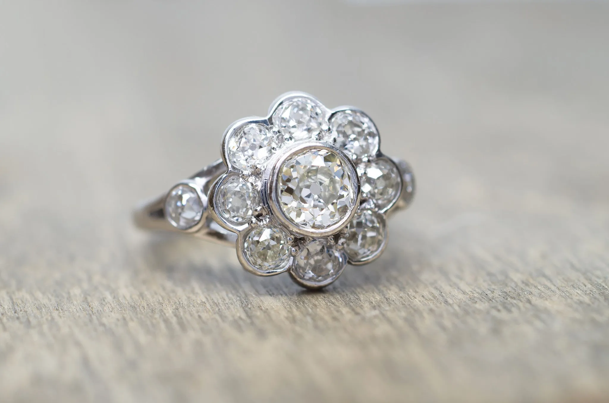 1.8CTW ANTIQUE OLD MINE CUT DIAMOND ENGAGEMENT RING