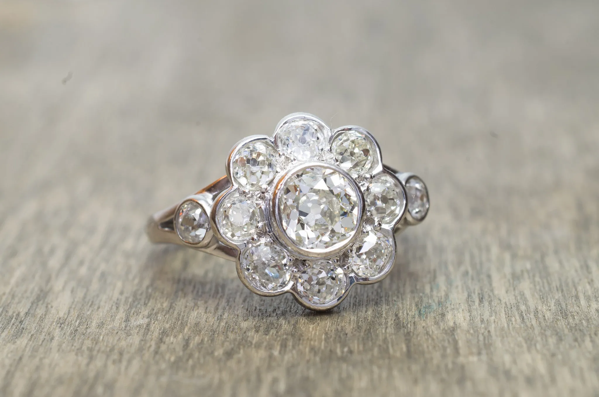 1.8CTW ANTIQUE OLD MINE CUT DIAMOND ENGAGEMENT RING