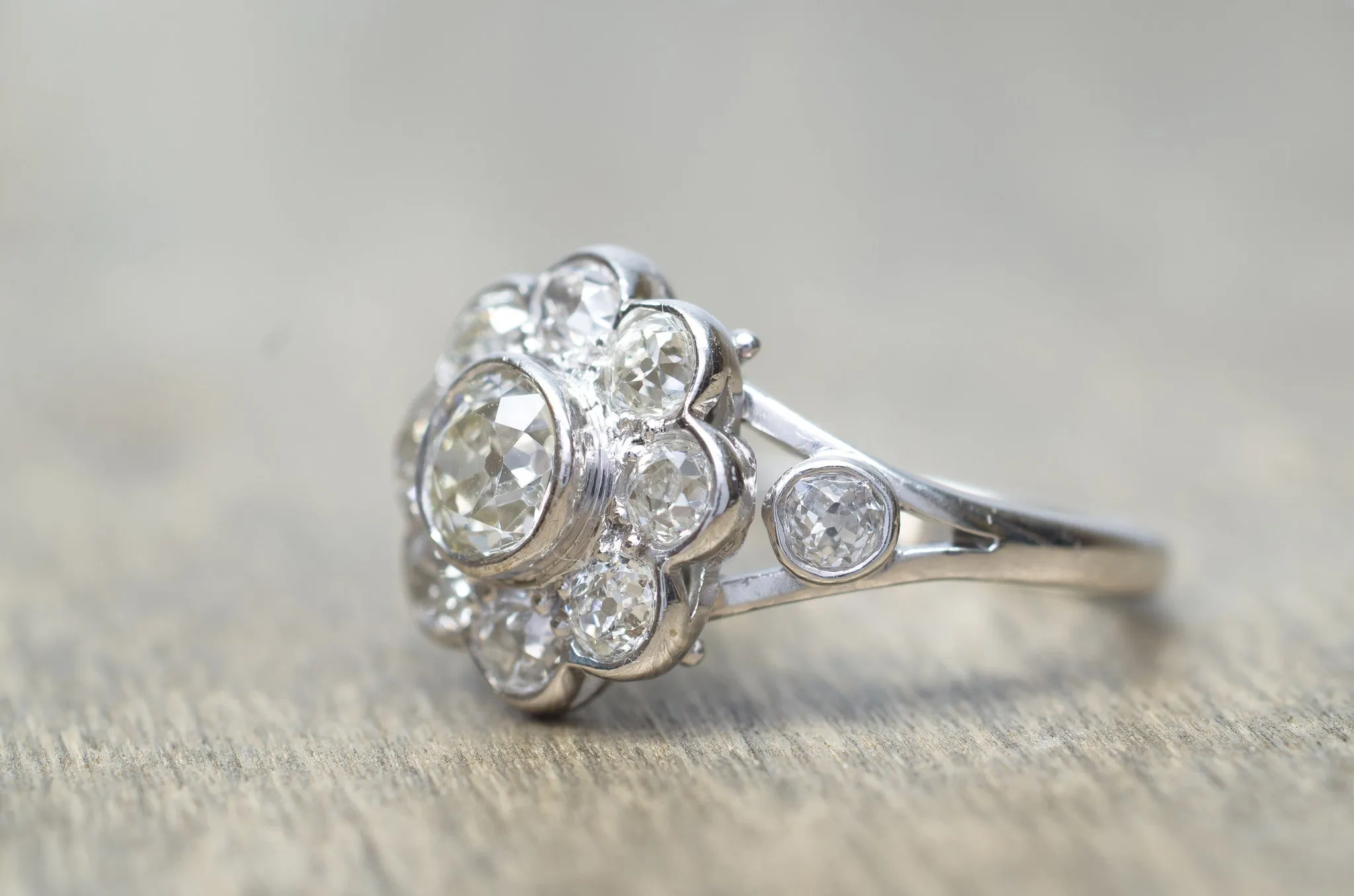 1.8CTW ANTIQUE OLD MINE CUT DIAMOND ENGAGEMENT RING