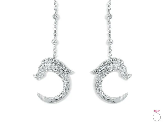 18K Gold 1.80ct Diamond Micro-pave Dolphin Earrings