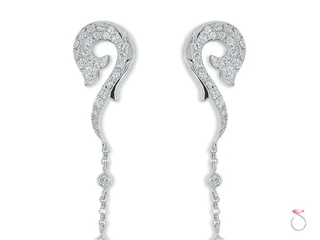 18K Gold 1.80ct Diamond Micro-pave Dolphin Earrings