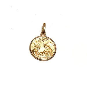 18K Yellow Gold (16mm) Semi Hollow Baptism Medal Pendant
