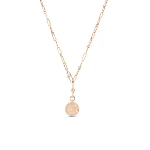 18K YELLOW GOLD OBELISCO SMALL DIAMOND MEDALLION NECKLACE - 8883120AY19X