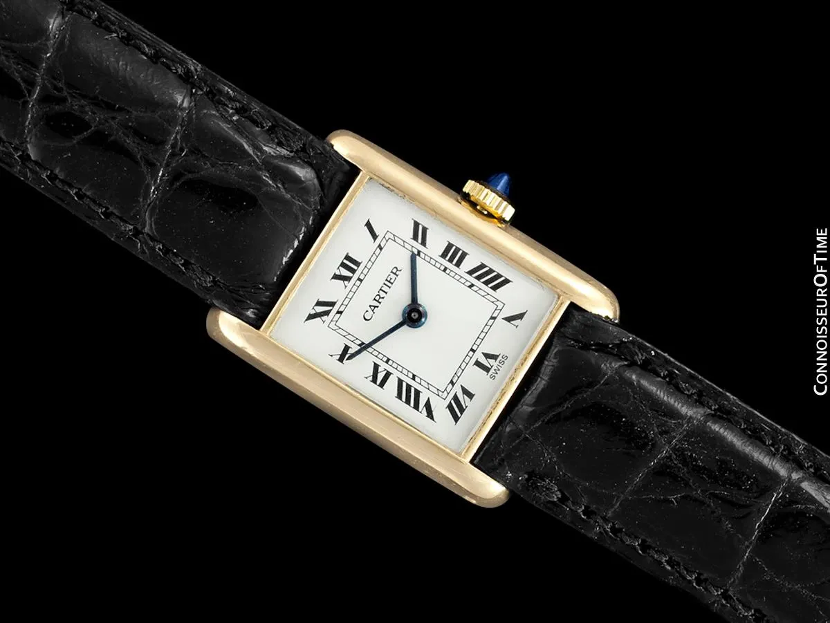 1940's Cartier Vintage Ladies "Collection Privee" Level Special Tank Watch - Solid 18K Gold
