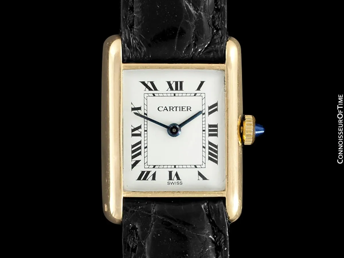 1940's Cartier Vintage Ladies "Collection Privee" Level Special Tank Watch - Solid 18K Gold