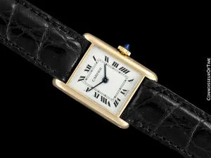 1940's Cartier Vintage Ladies "Collection Privee" Level Special Tank Watch - Solid 18K Gold