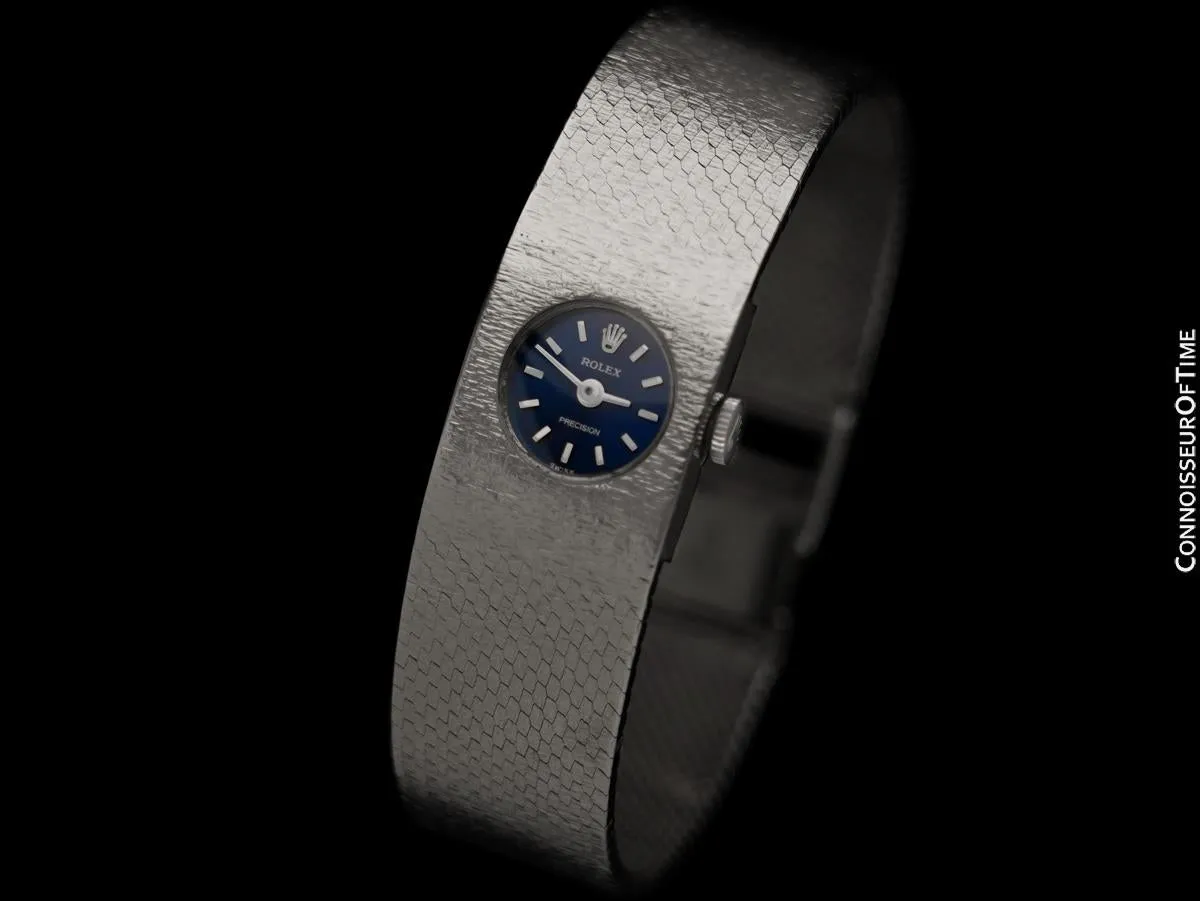 1969 Rolex Ladies Vintage Dress Bracelet Watch - 18K White Gold & Silver