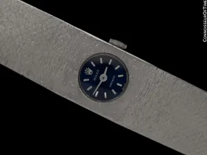1969 Rolex Ladies Vintage Dress Bracelet Watch - 18K White Gold & Silver