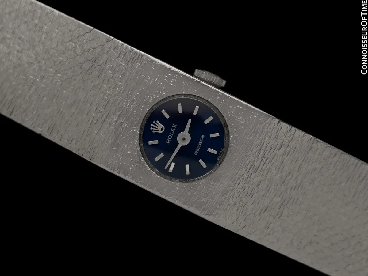1969 Rolex Ladies Vintage Dress Bracelet Watch - 18K White Gold & Silver
