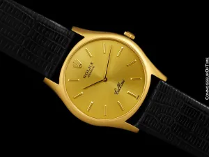 1973 Rolex Cellini Vintage Mens Handwound Dress Watch, Ref. 3804 - 18K Gold