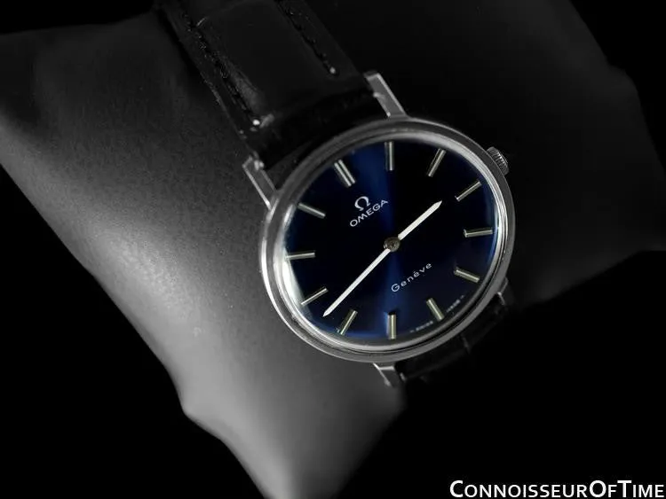 1974 Omega Geneve Vintage Mens Midsize Handwound Ultra Thin Dress Watch - Stainless Steel
