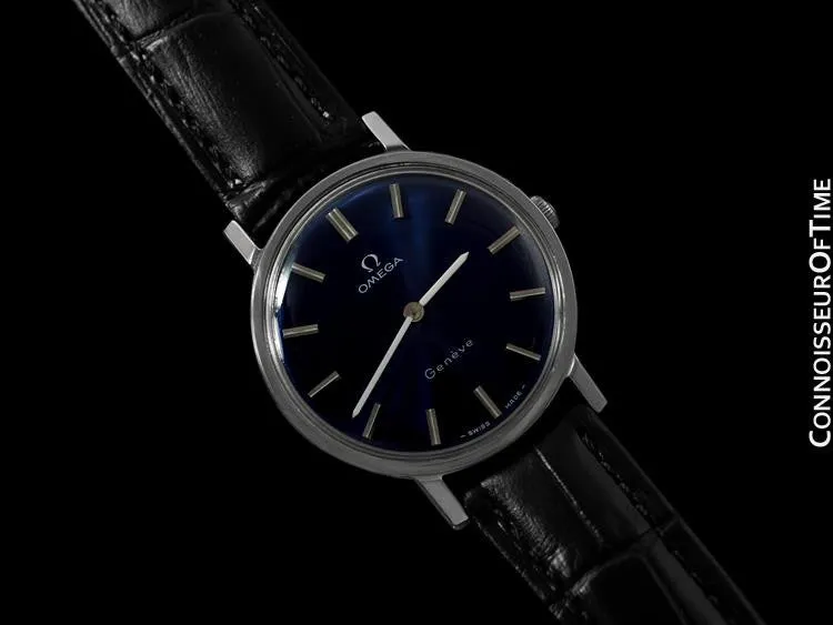 1974 Omega Geneve Vintage Mens Midsize Handwound Ultra Thin Dress Watch - Stainless Steel