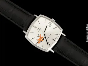 1975 Omega Geneve Vintage Mens Unisex Handwound Dress Watch with Disney's Pluto Dog - Stainless Steel