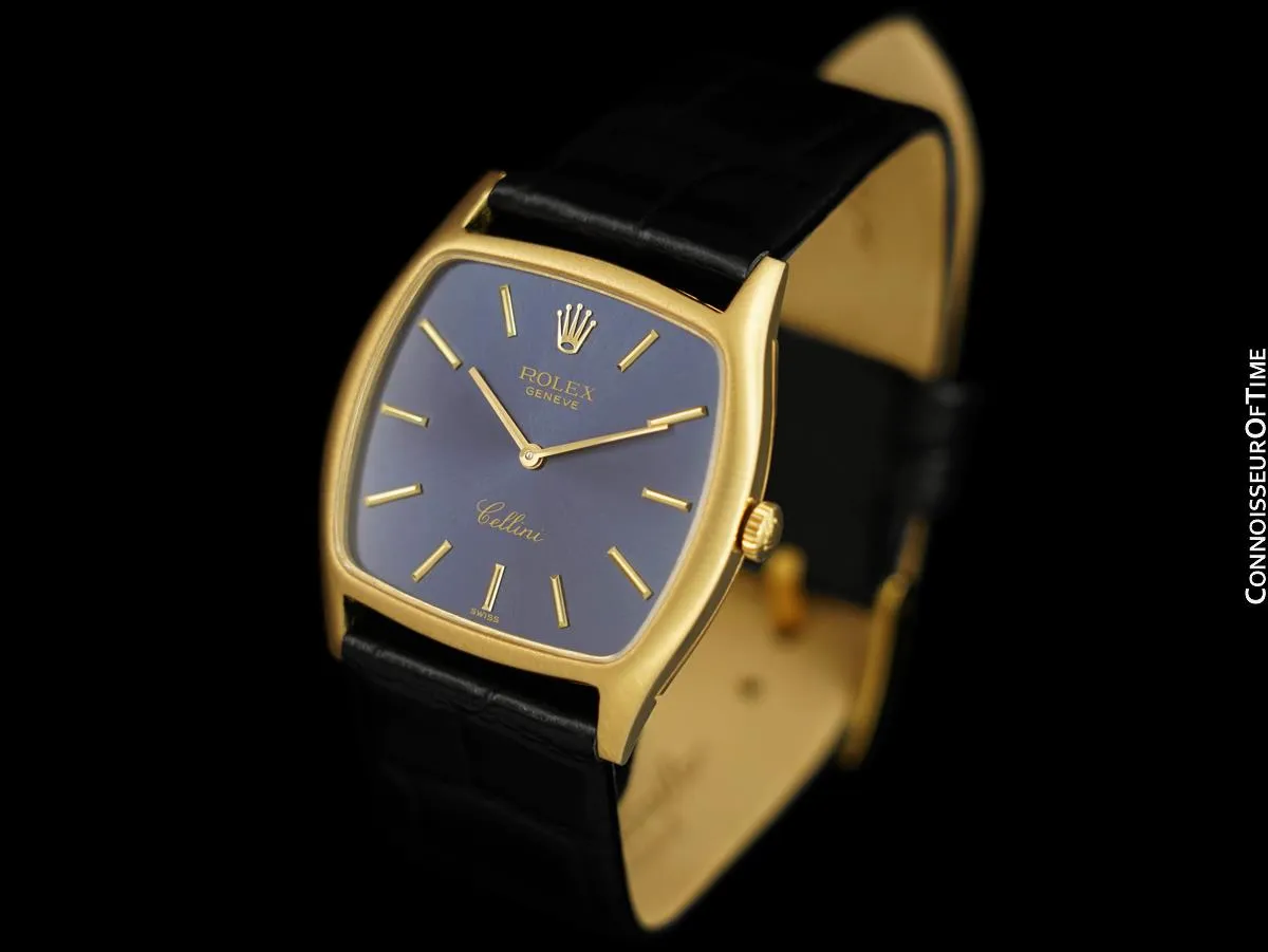 1976 Rolex Cellini Vintage Mens Handwound TV Shaped Dress Watch, Ref. 3805 - 18K Gold