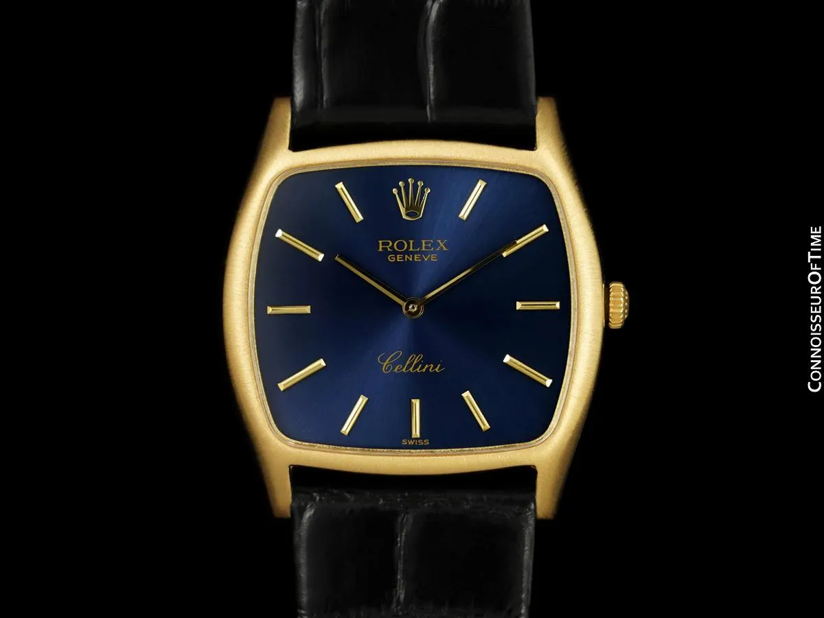 1976 Rolex Cellini Vintage Mens Handwound TV Shaped Dress Watch, Ref. 3805 - 18K Gold
