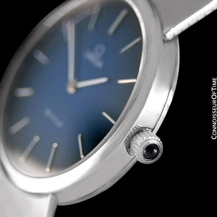 1977 Omega De Ville Vintage Mens Handwound Dress Watch, Blue Vignette Dial - Stainless Steel