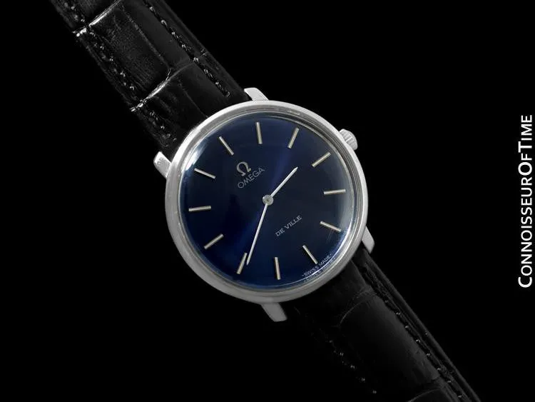 1980's Omega De Ville Vintage Mens Handwound Dress Watch - Stainless Steel