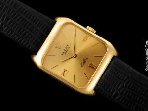 1989 Rolex Cellini Vintage Mens Midsize Dress Ref. 4131 18K Gold Watch - Papers & Tag