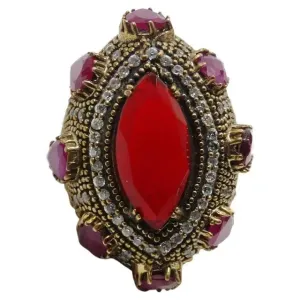 1990 Silver 925 Synthetic Ruby Cocktail Ring