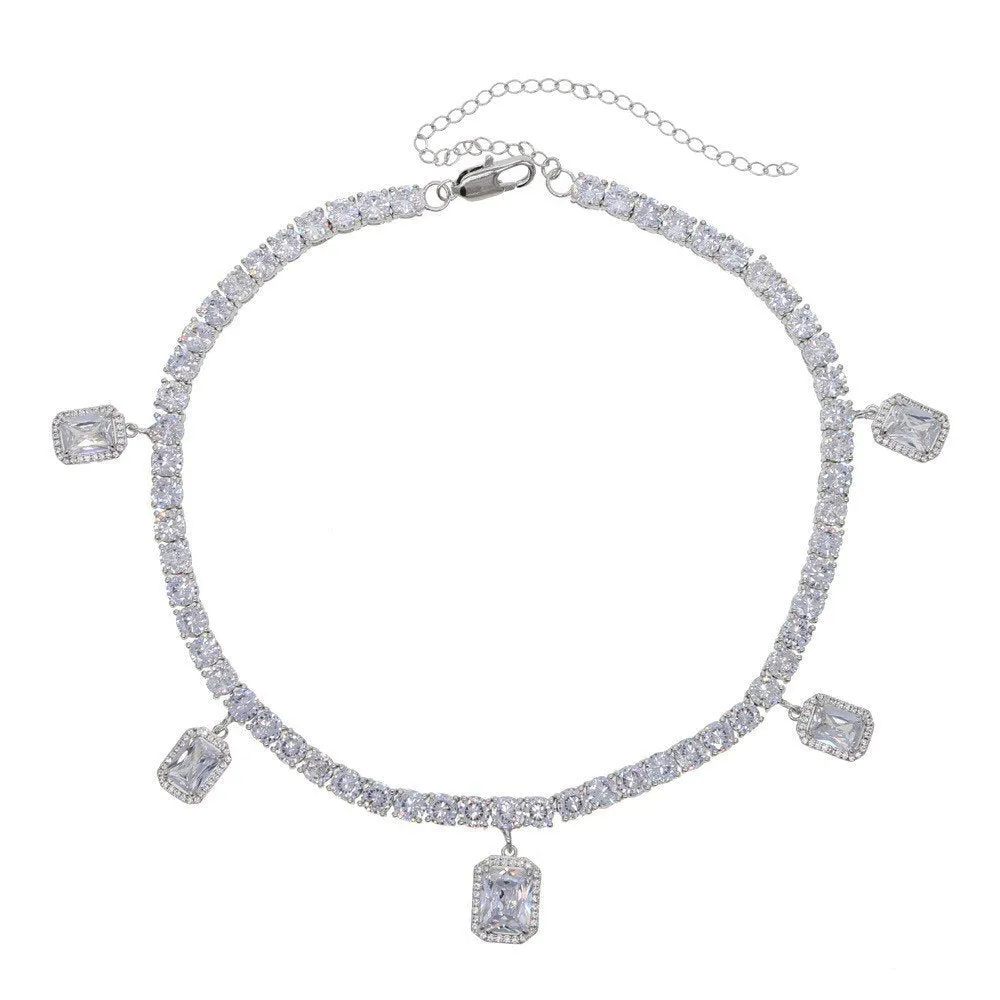 2 PIECE SET butterfly tennis choker  and square tennis choker cz
