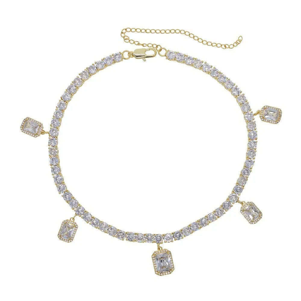 2 PIECE SET butterfly tennis choker  and square tennis choker cz