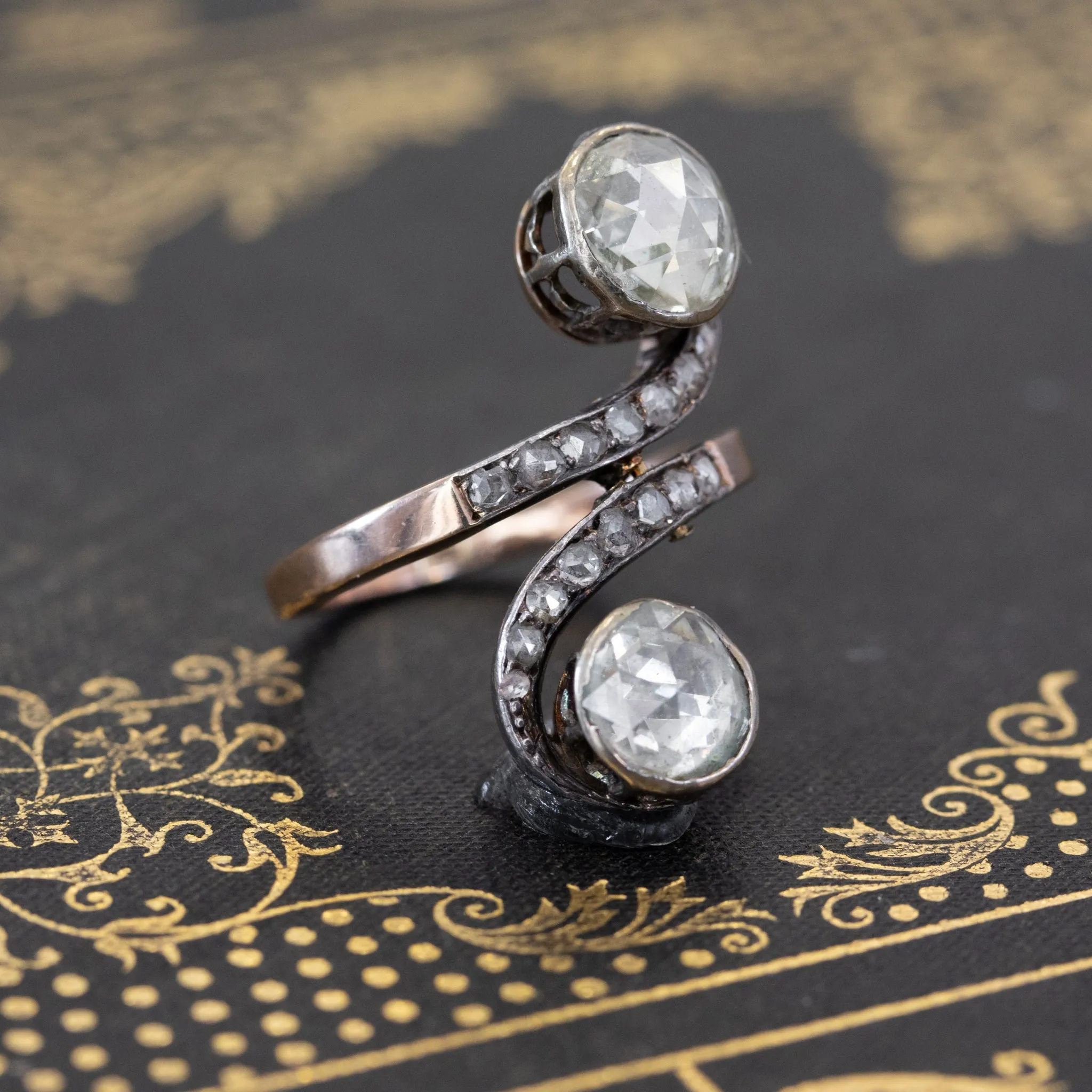 2.75ctw Antique Rose Cut Diamond Toi et Moi Ring