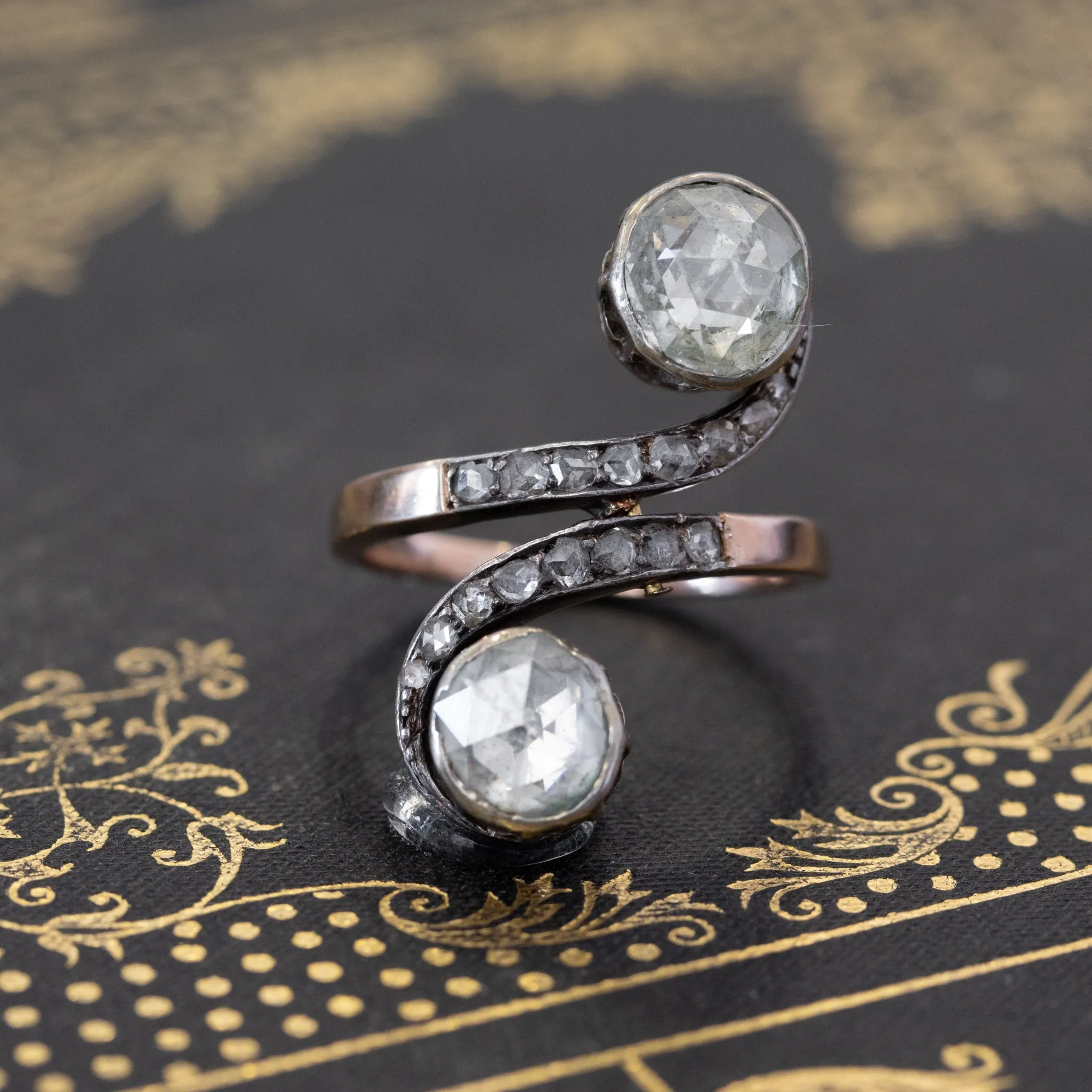 2.75ctw Antique Rose Cut Diamond Toi et Moi Ring