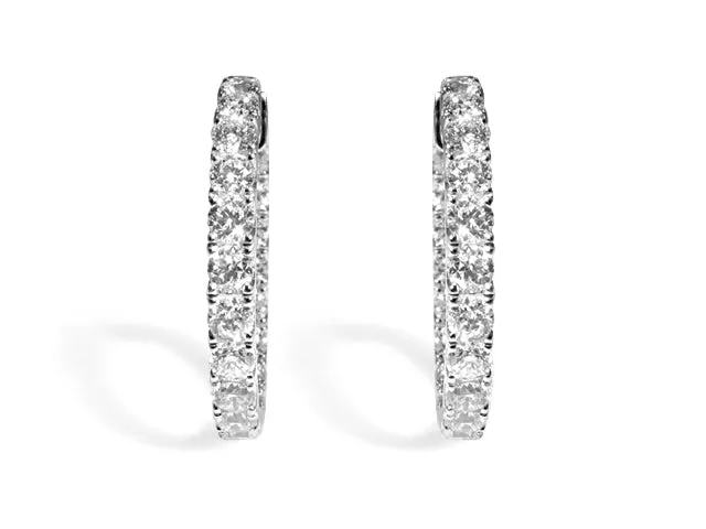 3.04ctw Ladies Diamond Hoop Earrings