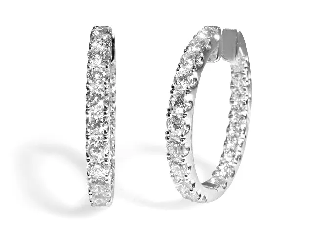 3.04ctw Ladies Diamond Hoop Earrings