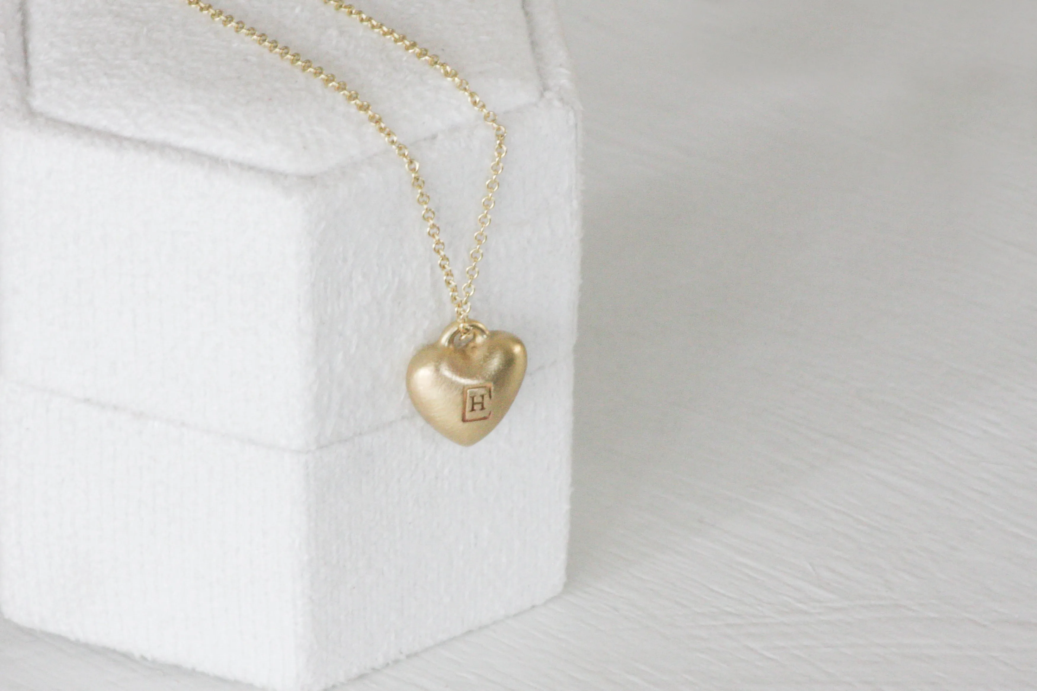 3D Gold Heart Pendants With Initial Letter