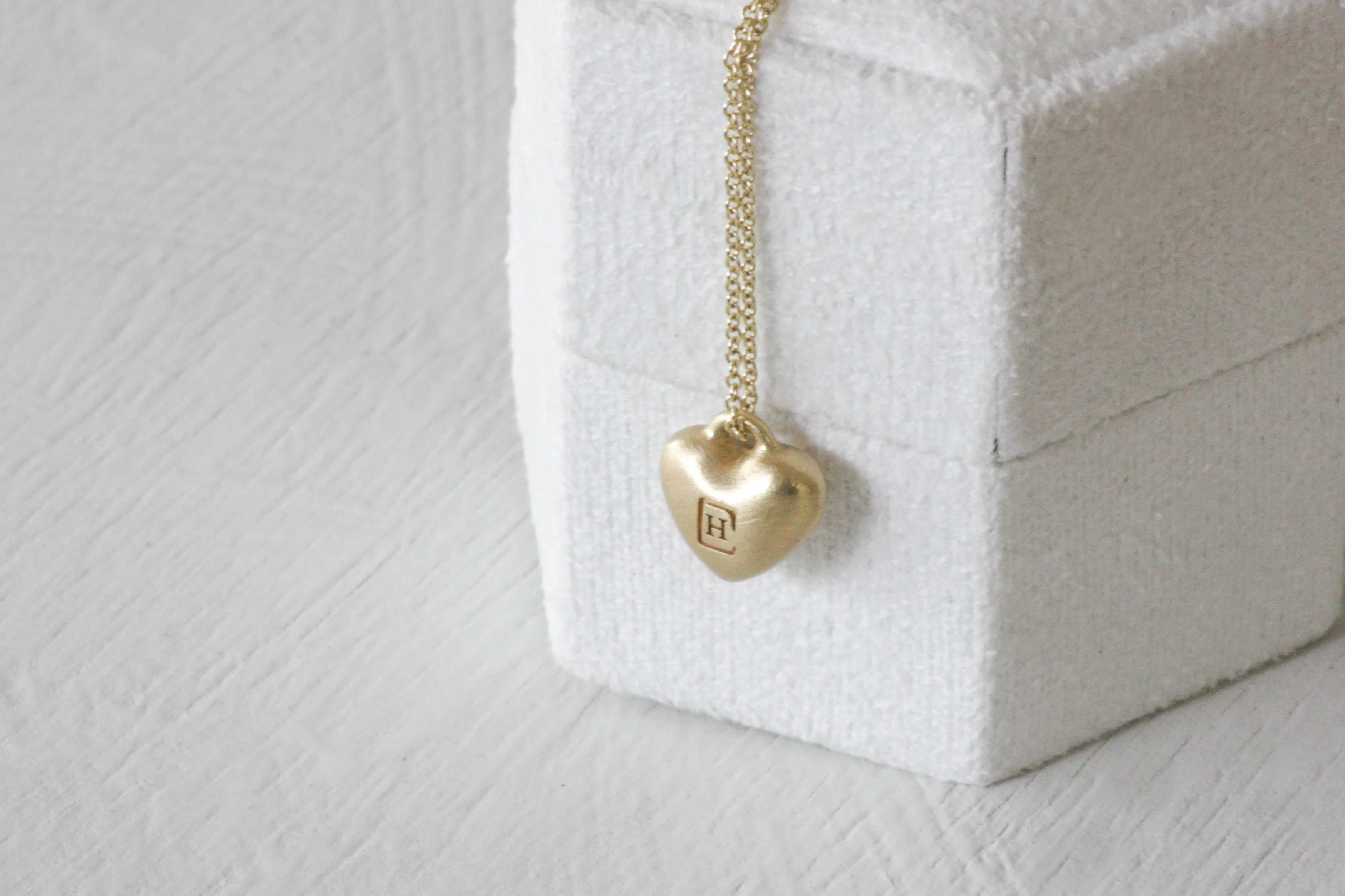 3D Gold Heart Pendants With Initial Letter