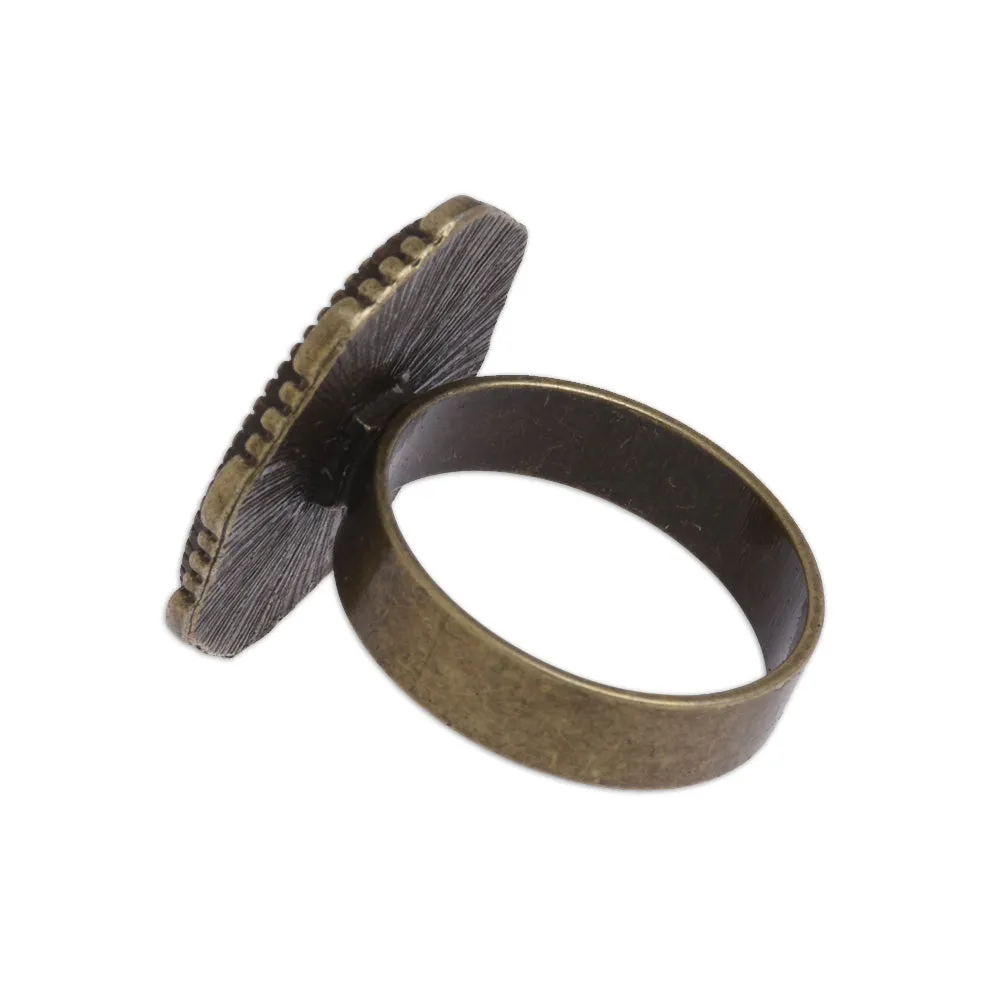 5 pcs Antique Bronze Ring Base with 13x18mm Oval Setting ,Brass Rings Base,Ring diameter 18 mm
