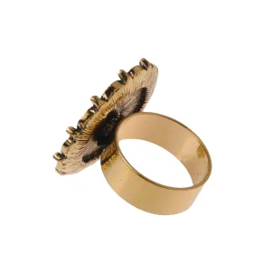 5 pcs Antique Gold Ring Base with 16mm Round Setting,Flower Rings Base,Ring diameter 18 mm