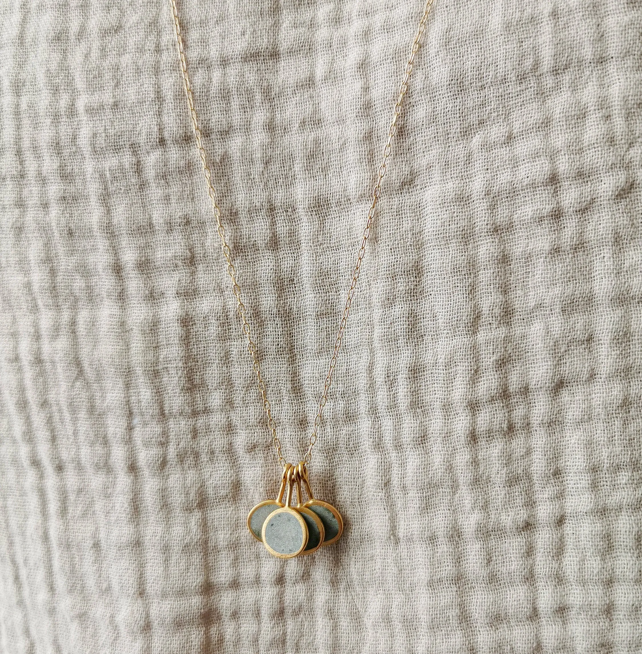 5 Round Concrete Pendants Necklace