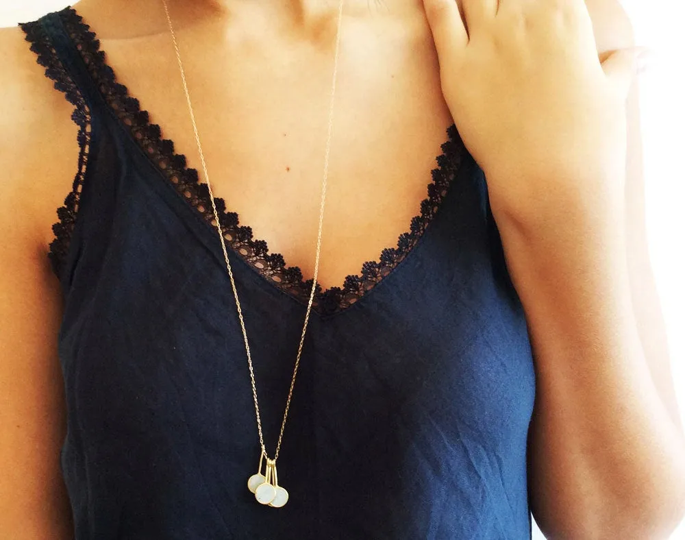 5 Round Concrete Pendants Necklace