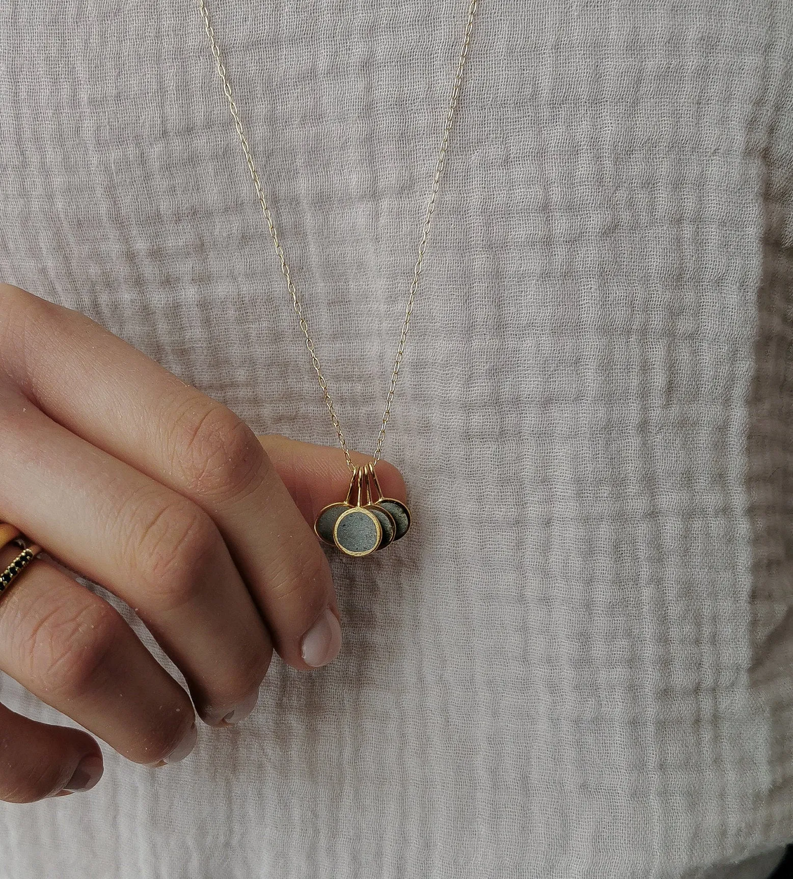 5 Round Concrete Pendants Necklace