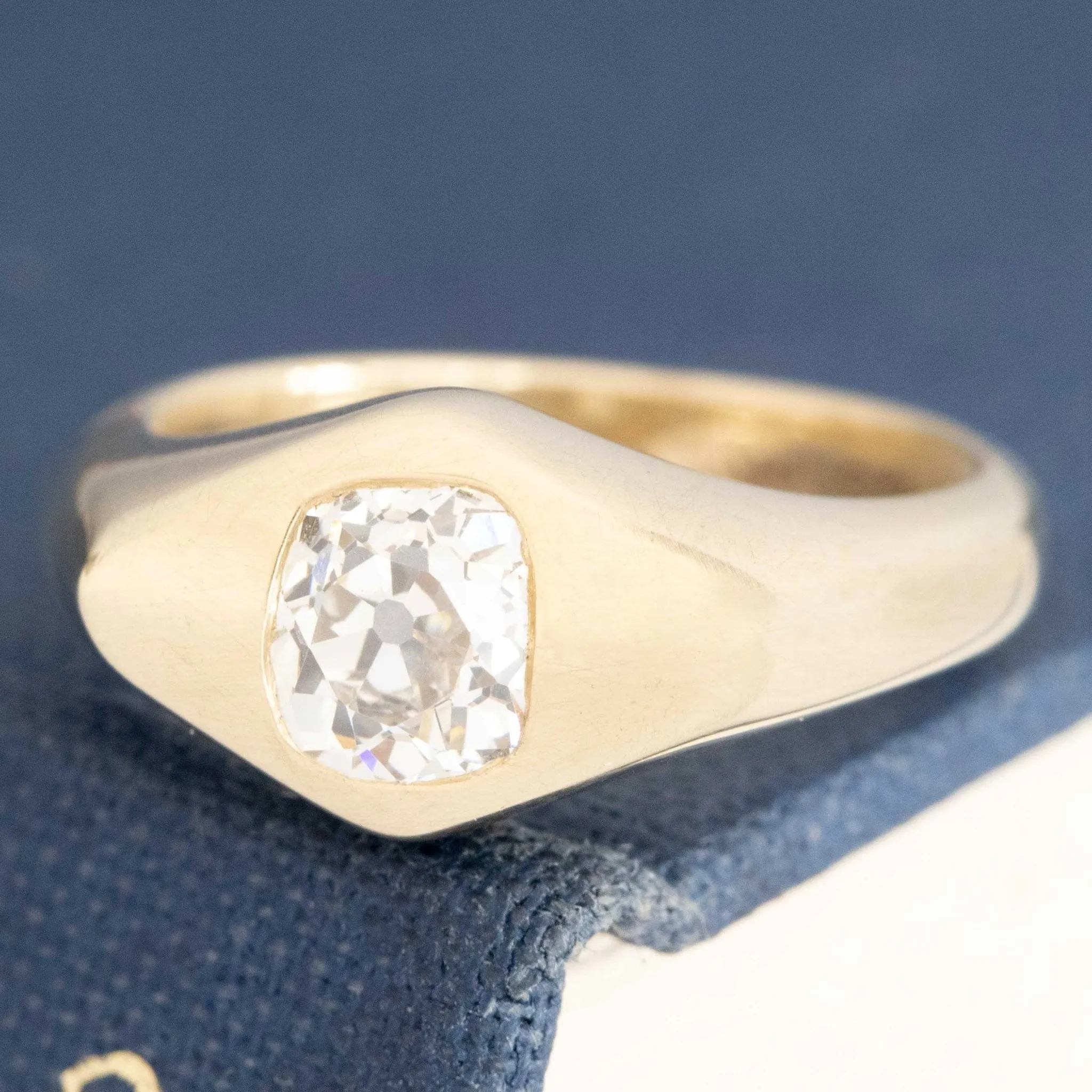.76ct Old Mine Cut Diamond Signet Ring
